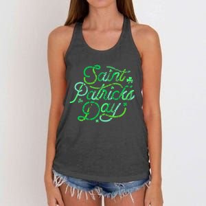 Awesome Saint Patrick's Day Irish Shamrock Women Women's Knotted Racerback Tank