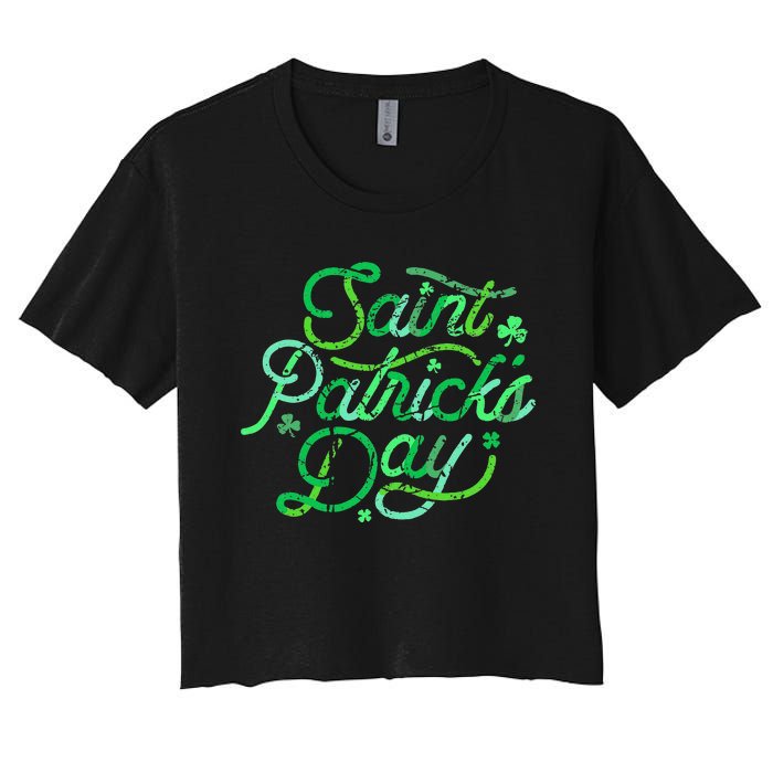 Awesome Saint Patrick's Day Irish Shamrock Women Women's Crop Top Tee