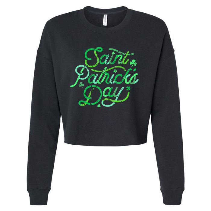 Awesome Saint Patrick's Day Irish Shamrock Women Cropped Pullover Crew