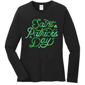 Awesome Saint Patrick's Day Irish Shamrock Women Ladies Long Sleeve Shirt