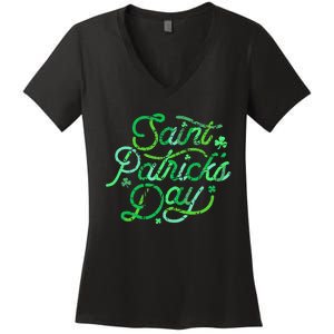 Awesome Saint Patrick's Day Irish Shamrock Women Women's V-Neck T-Shirt