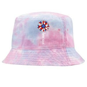 America Sunflower Patriotic 4th Of July Independence Day Gift Tie-Dyed Bucket Hat