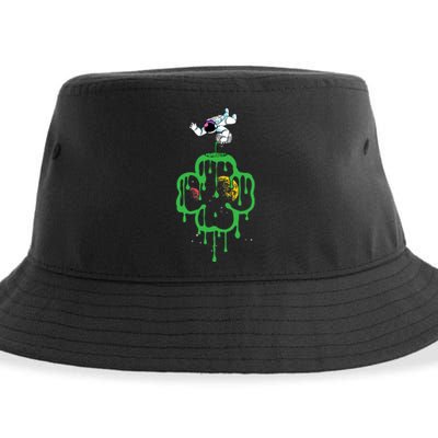 Astronaut St Patricks Day Irish Gifts Space Shamrock Gifts Sustainable Bucket Hat