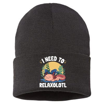 Axolotl Sleeping Pajamas I Need To Relaxalotl  Sustainable Knit Beanie