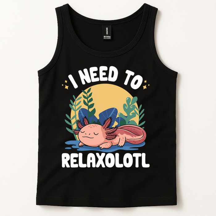 Axolotl Sleeping Pajamas I Need To Relaxalotl  Tank Top