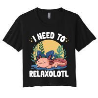 Axolotl Sleeping Pajamas I Need To Relaxalotl  Women's Crop Top Tee