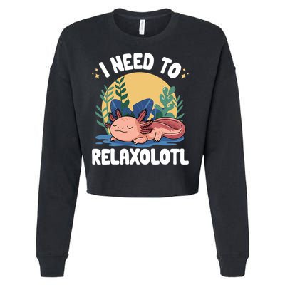 Axolotl Sleeping Pajamas I Need To Relaxalotl  Cropped Pullover Crew
