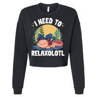 Axolotl Sleeping Pajamas I Need To Relaxalotl  Cropped Pullover Crew