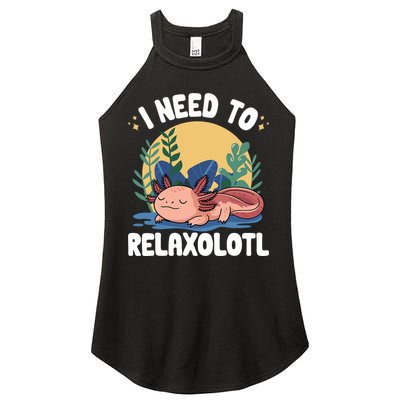 Axolotl Sleeping Pajamas I Need To Relaxalotl  Women's Perfect Tri Rocker Tank