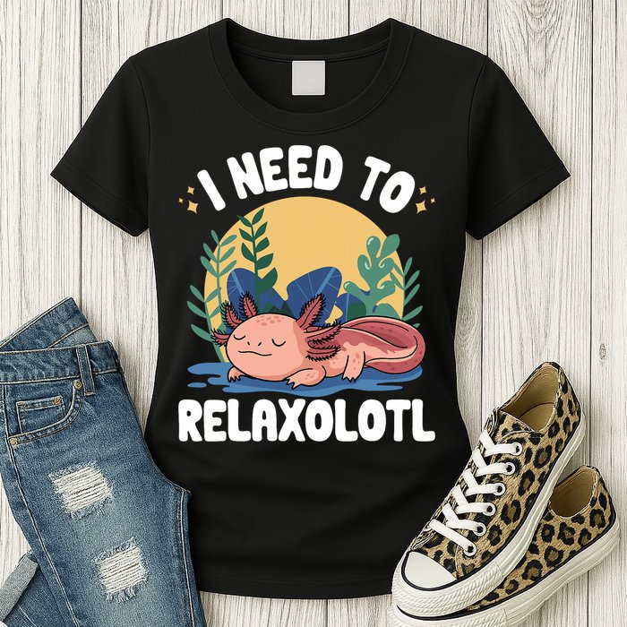Axolotl Sleeping Pajamas I Need To Relaxalotl  Womens T-Shirt