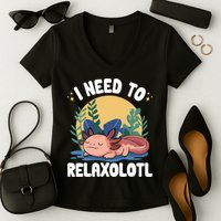 Axolotl Sleeping Pajamas I Need To Relaxalotl  Women's V-Neck T-Shirt