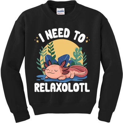 Axolotl Sleeping Pajamas I Need To Relaxalotl  Kids Sweatshirt