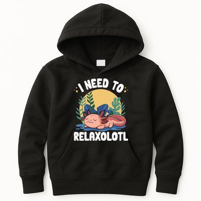 Axolotl Sleeping Pajamas I Need To Relaxalotl  Kids Hoodie