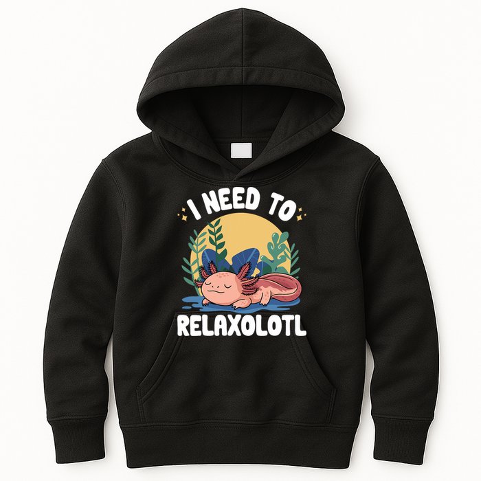 Axolotl Sleeping Pajamas I Need To Relaxalotl  Kids Hoodie