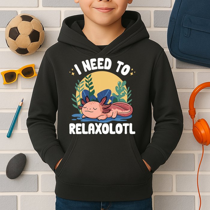 Axolotl Sleeping Pajamas I Need To Relaxalotl  Kids Hoodie