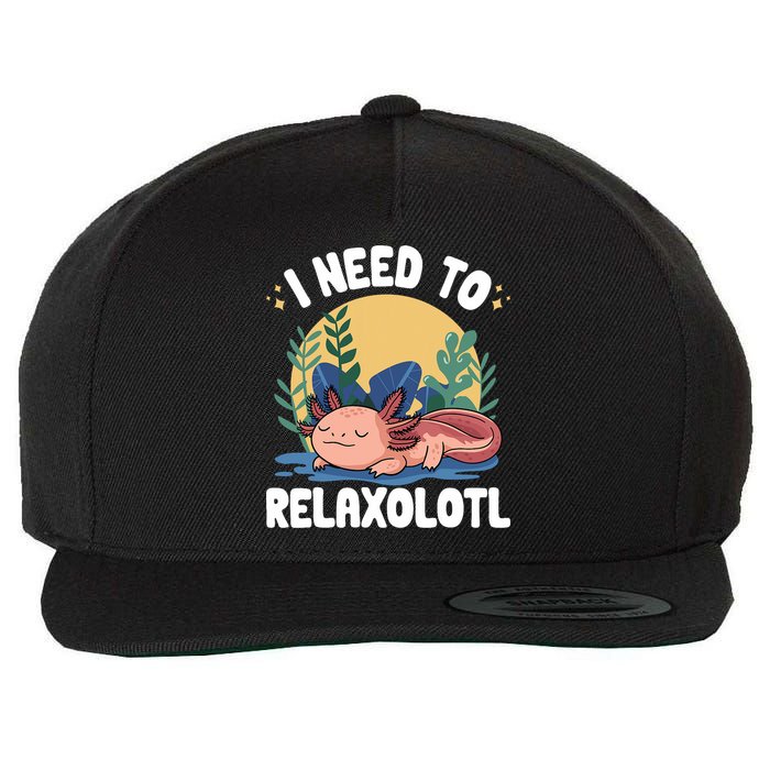 Axolotl Sleeping Pajamas I Need To Relaxalotl  Wool Snapback Cap