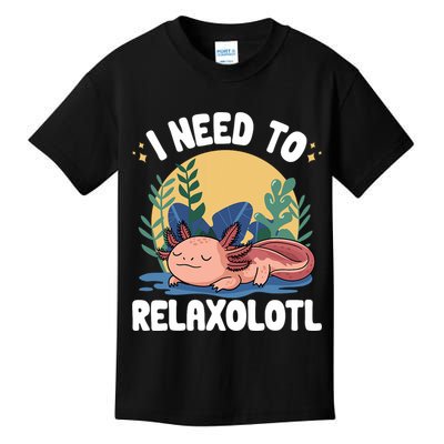 Axolotl Sleeping Pajamas I Need To Relaxalotl  Kids T-Shirt