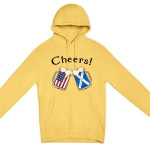 American Scottish Patriot US Flag Beer Drinks Scotland Grown Premium Pullover Hoodie