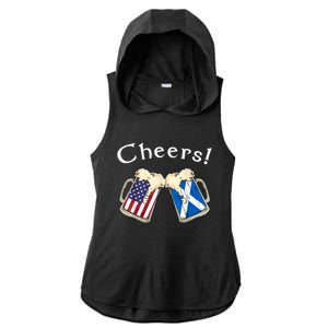 American Scottish Patriot US Flag Beer Drinks Scotland Grown Ladies PosiCharge Tri-Blend Wicking Draft Hoodie Tank