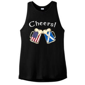 American Scottish Patriot US Flag Beer Drinks Scotland Grown Ladies PosiCharge Tri-Blend Wicking Tank