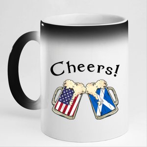 American Scottish Patriot US Flag Beer Drinks Scotland Grown 11oz Black Color Changing Mug