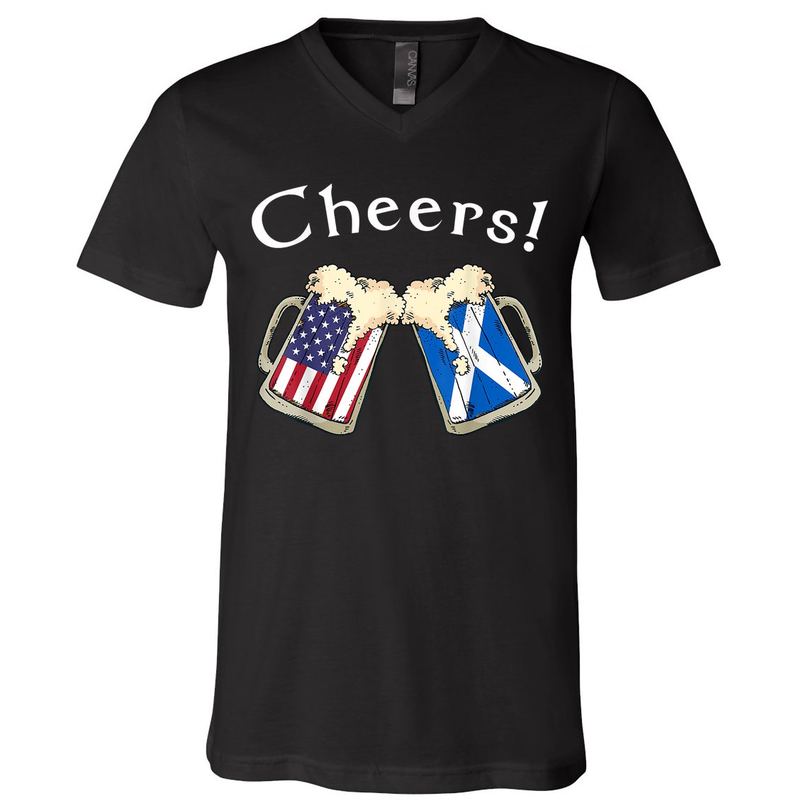 American Scottish Patriot US Flag Beer Drinks Scotland Grown V-Neck T-Shirt