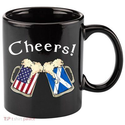 American Scottish Patriot US Flag Beer Drinks Scotland Grown 11oz C Handle Ceramic Mug