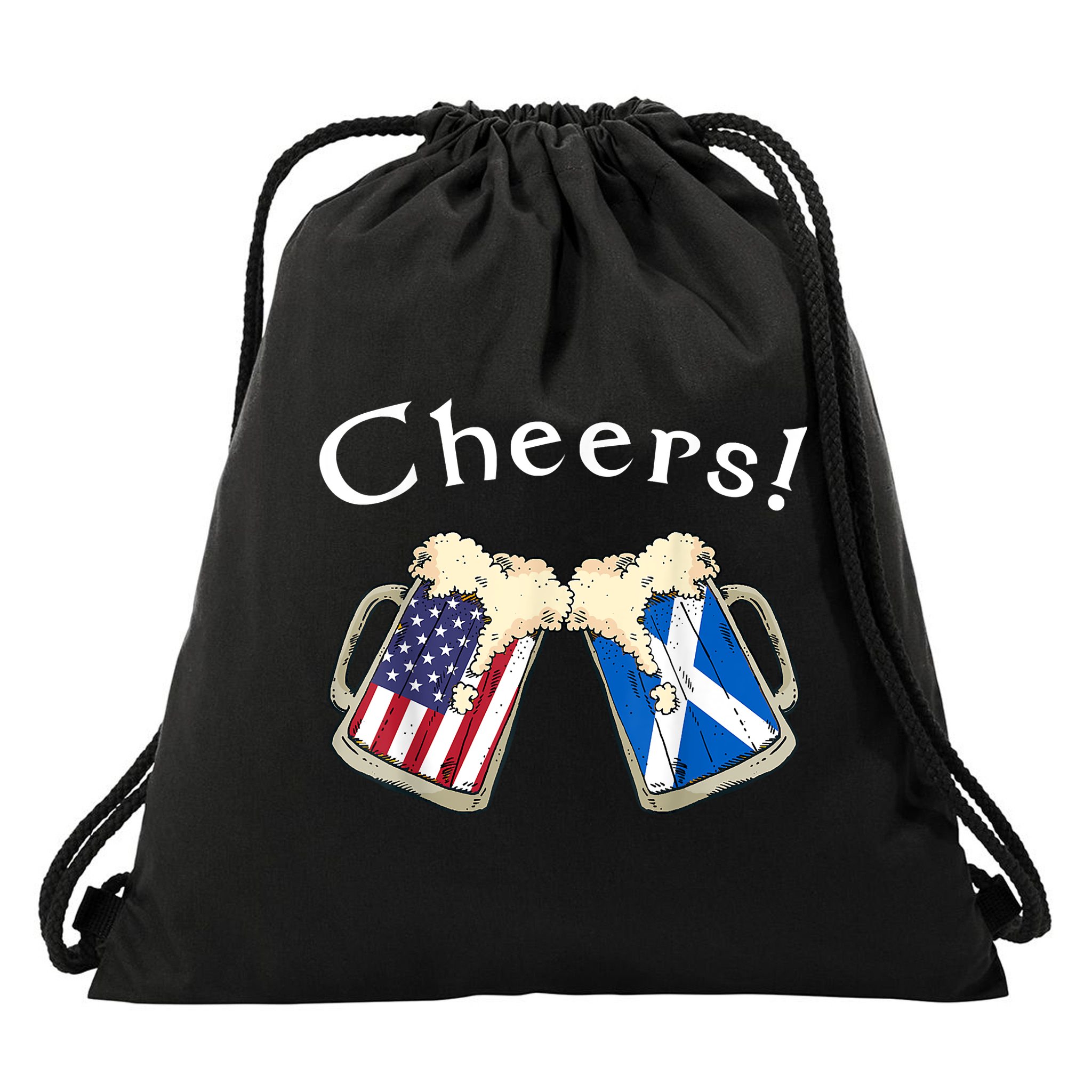 American Scottish Patriot US Flag Beer Drinks Scotland Grown Drawstring Bag