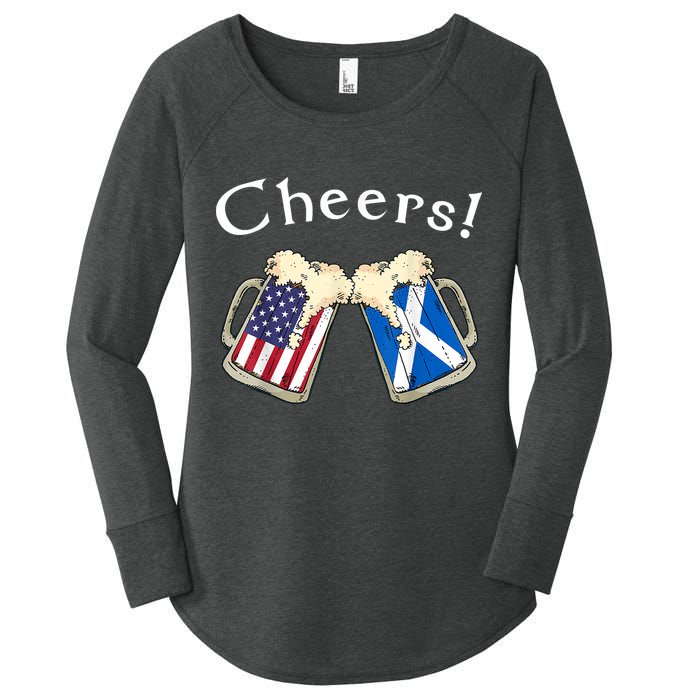 American Scottish Patriot US Flag Beer Drinks Scotland Grown Women's Perfect Tri Tunic Long Sleeve Shirt