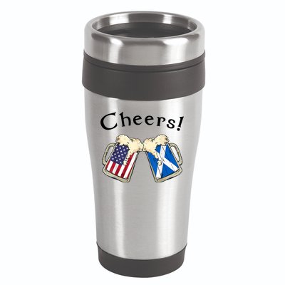 American Scottish Patriot US Flag Beer Drinks Scotland Grown 16oz Travel Tumbler