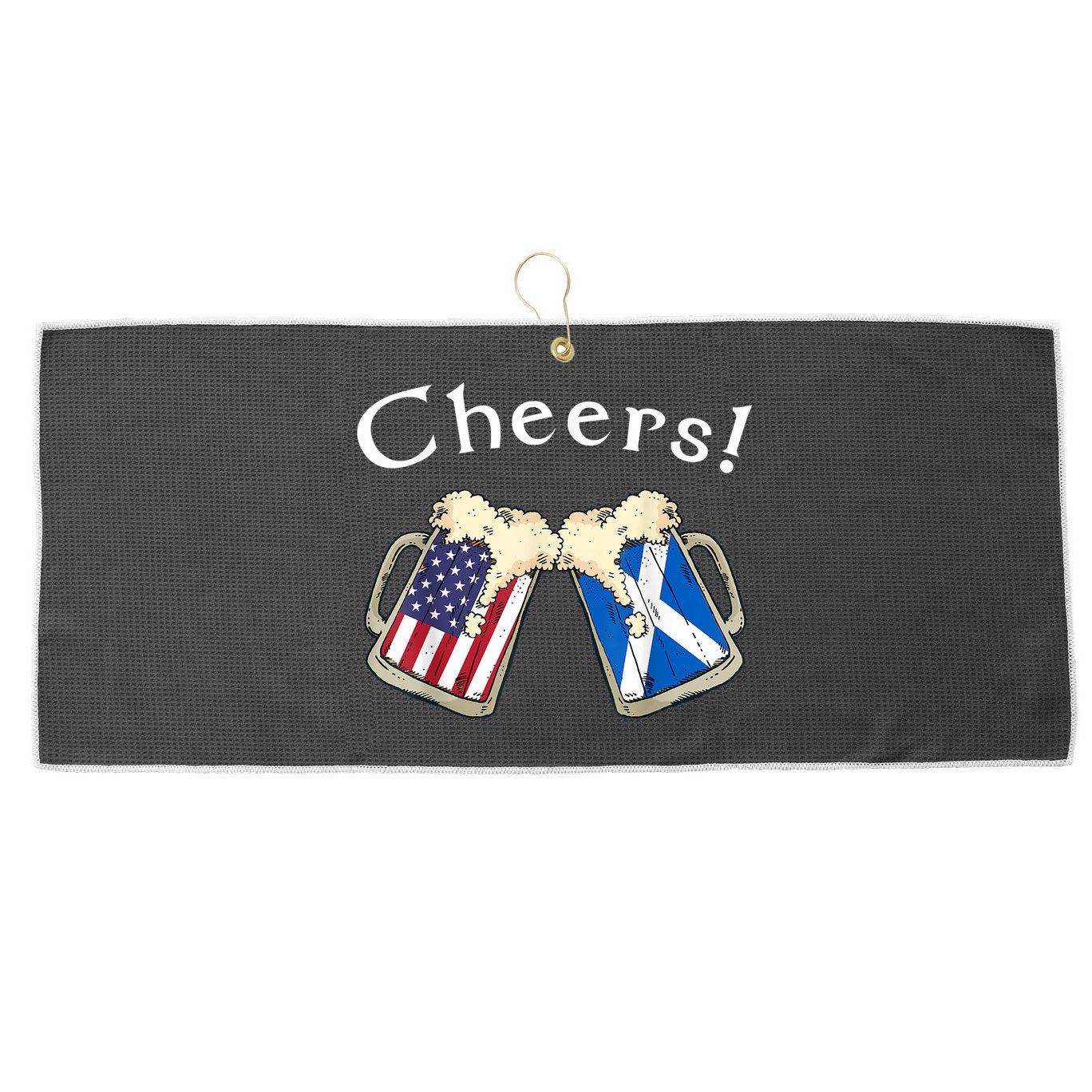 American Scottish Patriot US Flag Beer Drinks Scotland Grown Large Microfiber Waffle Golf Towel