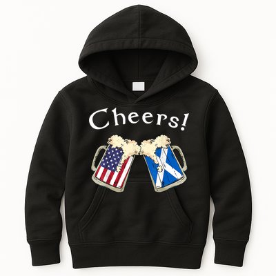 American Scottish Patriot US Flag Beer Drinks Scotland Grown Kids Hoodie