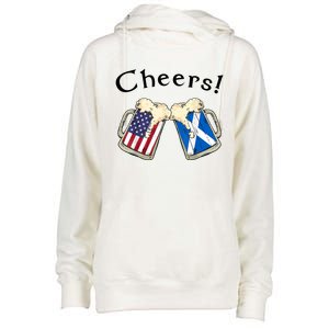 American Scottish Patriot US Flag Beer Drinks Scotland Grown Womens Funnel Neck Pullover Hood