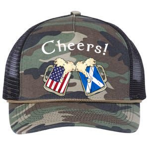 American Scottish Patriot US Flag Beer Drinks Scotland Grown Retro Rope Trucker Hat Cap