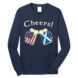 American Scottish Patriot US Flag Beer Drinks Scotland Grown Long Sleeve Shirt