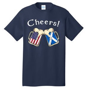 American Scottish Patriot US Flag Beer Drinks Scotland Grown Tall T-Shirt