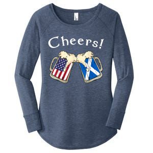 American Scottish Patriot US Flag Beer Drinks Scotland Grown Women's Perfect Tri Tunic Long Sleeve Shirt