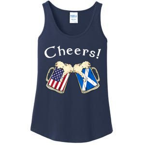 American Scottish Patriot US Flag Beer Drinks Scotland Grown Ladies Essential Tank