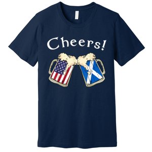 American Scottish Patriot US Flag Beer Drinks Scotland Grown Premium T-Shirt