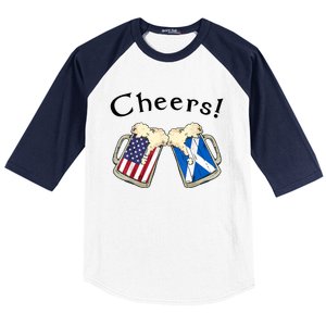 American Scottish Patriot US Flag Beer Drinks Scotland Grown Baseball Sleeve Shirt