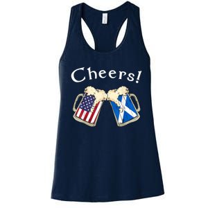 American Scottish Patriot US Flag Beer Drinks Scotland Grown Women's Racerback Tank