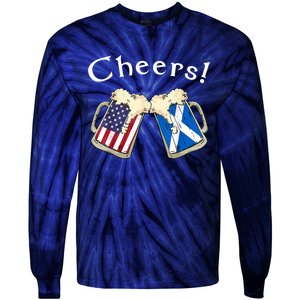 American Scottish Patriot US Flag Beer Drinks Scotland Grown Tie-Dye Long Sleeve Shirt