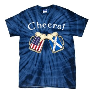 American Scottish Patriot US Flag Beer Drinks Scotland Grown Tie-Dye T-Shirt