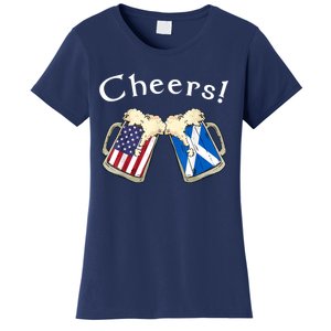 American Scottish Patriot US Flag Beer Drinks Scotland Grown Women's T-Shirt