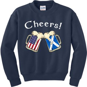 American Scottish Patriot US Flag Beer Drinks Scotland Grown Kids Sweatshirt