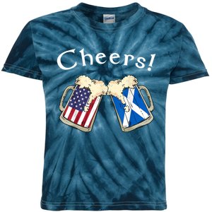 American Scottish Patriot US Flag Beer Drinks Scotland Grown Kids Tie-Dye T-Shirt