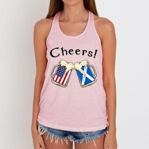 American Scottish Patriot US Flag Beer Drinks Scotland Grown Women's Knotted Racerback Tank