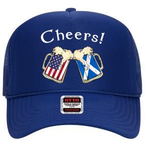 American Scottish Patriot US Flag Beer Drinks Scotland Grown High Crown Mesh Back Trucker Hat