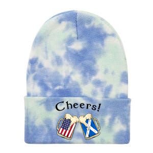 American Scottish Patriot US Flag Beer Drinks Scotland Grown Tie Dye 12in Knit Beanie