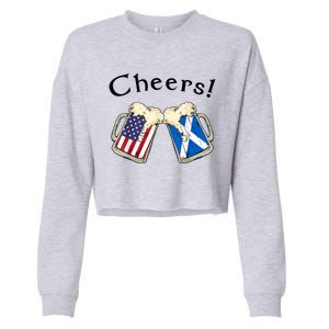 American Scottish Patriot US Flag Beer Drinks Scotland Grown Cropped Pullover Crew